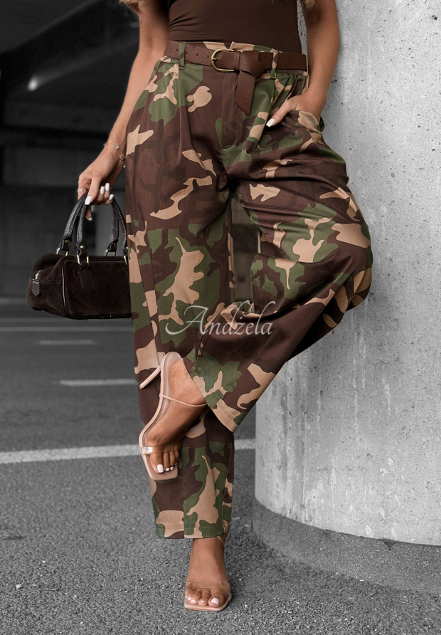 L&aacute;tkov&eacute; nohavice balloon z lyocellu mask&aacute;čov&eacute; Camo Charm khaki