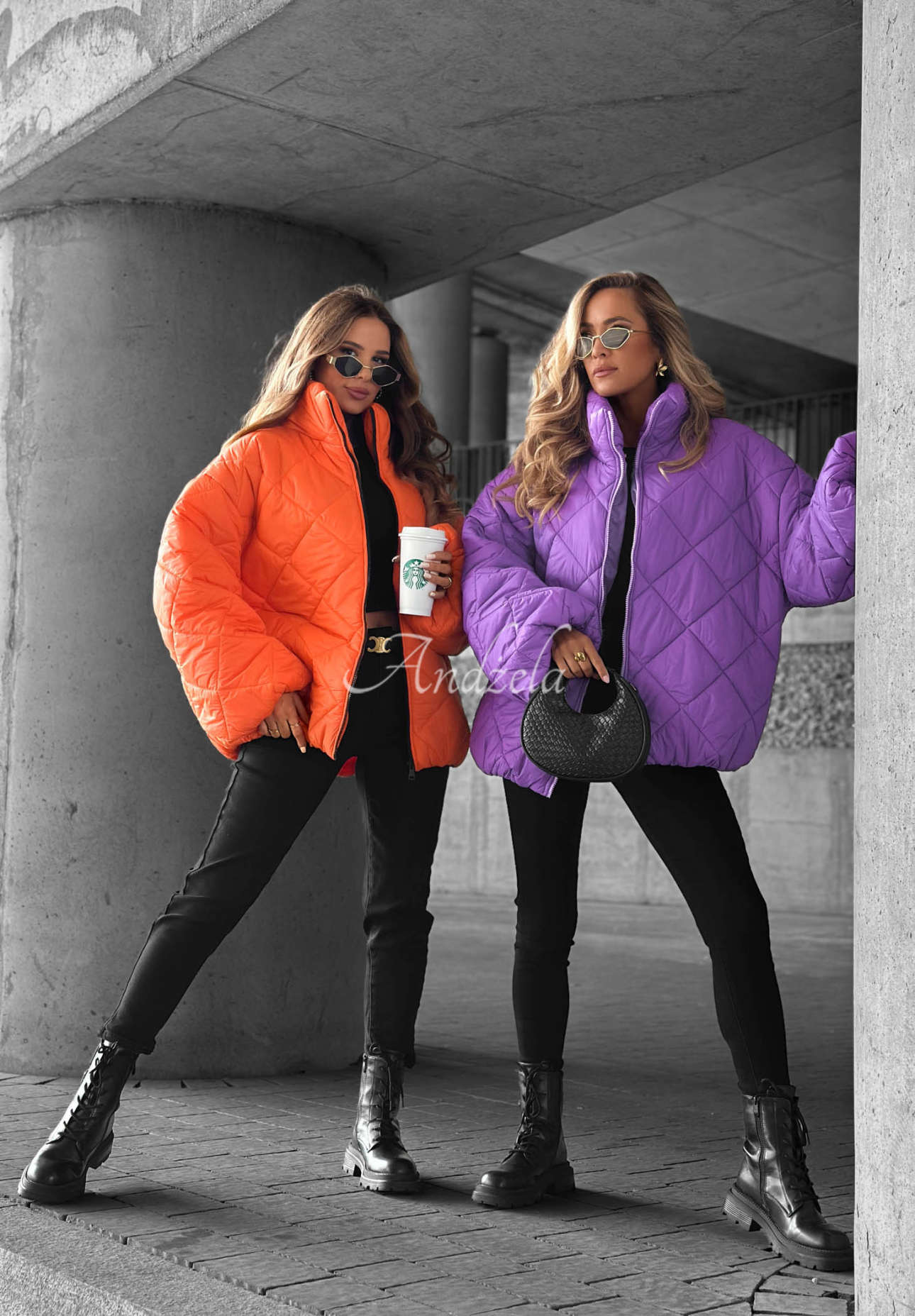 Krátka prešívaná bunda oversize Fall Favorites oranžová