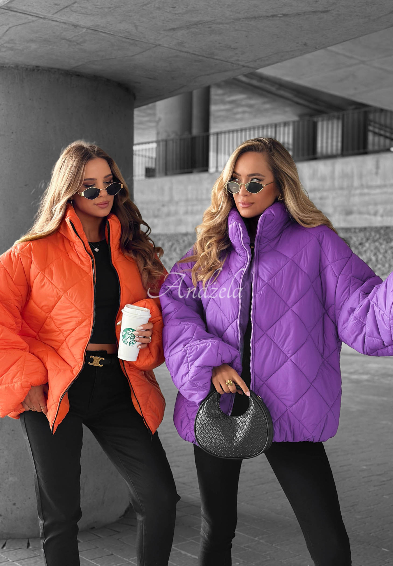Krátka prešívaná bunda oversize Fall Favorites oranžová
