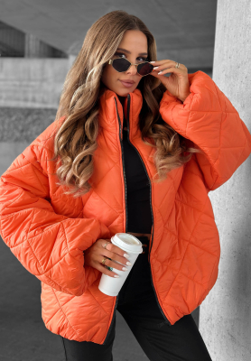 Krátka prešívaná bunda oversize Fall Favorites oranžová
