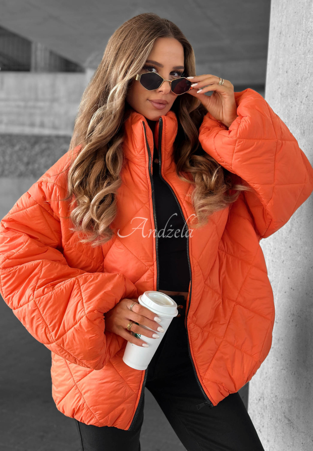 Kr&aacute;tka pre&scaron;&iacute;van&aacute; bunda oversize Fall Favorites oranžov&aacute;