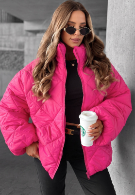 Krátka prešívaná bunda oversize Fall Favorites ružová