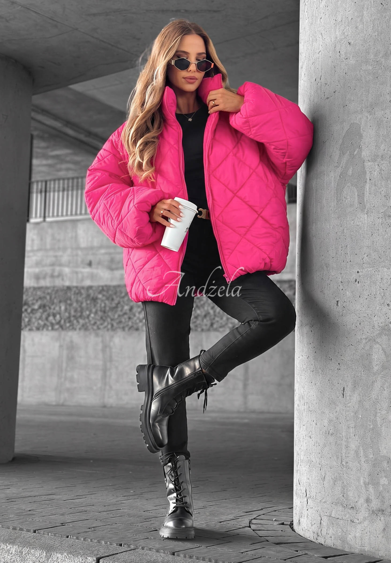 Krátka prešívaná bunda oversize Fall Favorites ružová