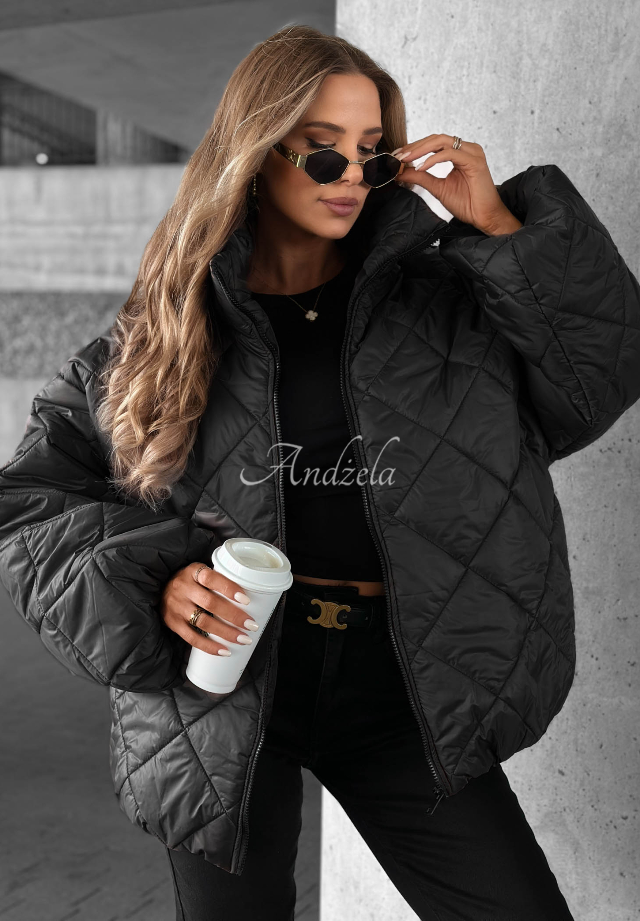 Krátka prešívaná bunda oversize Fall Favorites čierna