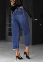 Nohavice džínosové mom fit Just My Type tmavomodré