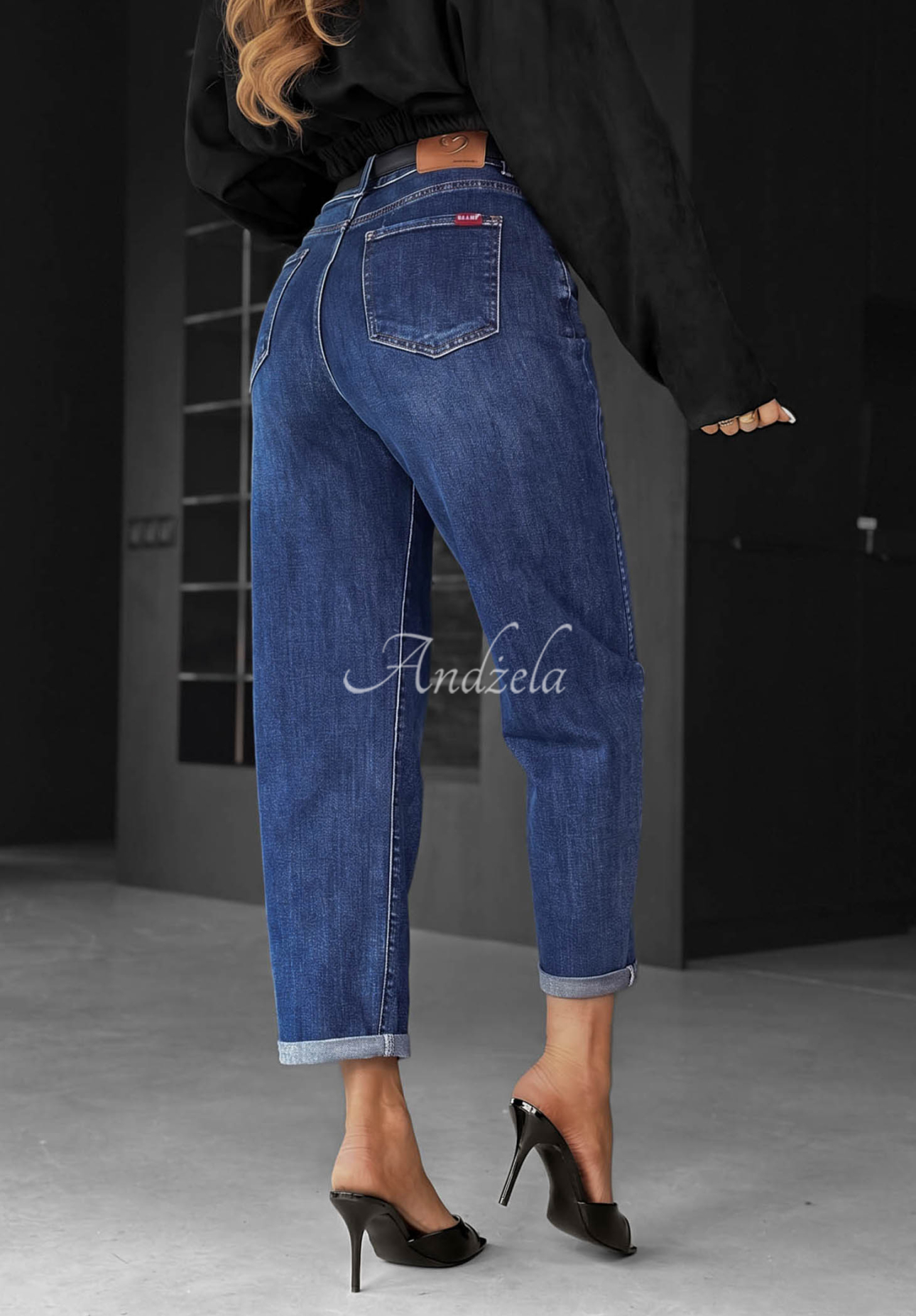 Džínsy mom fit Just My Type tmavomodré