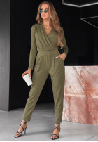 Bawełniany Overal z długim rękawem Soft Elegance olivový
