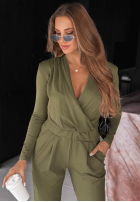 Bawełniany Overal z długim rękawem Soft Elegance olivový