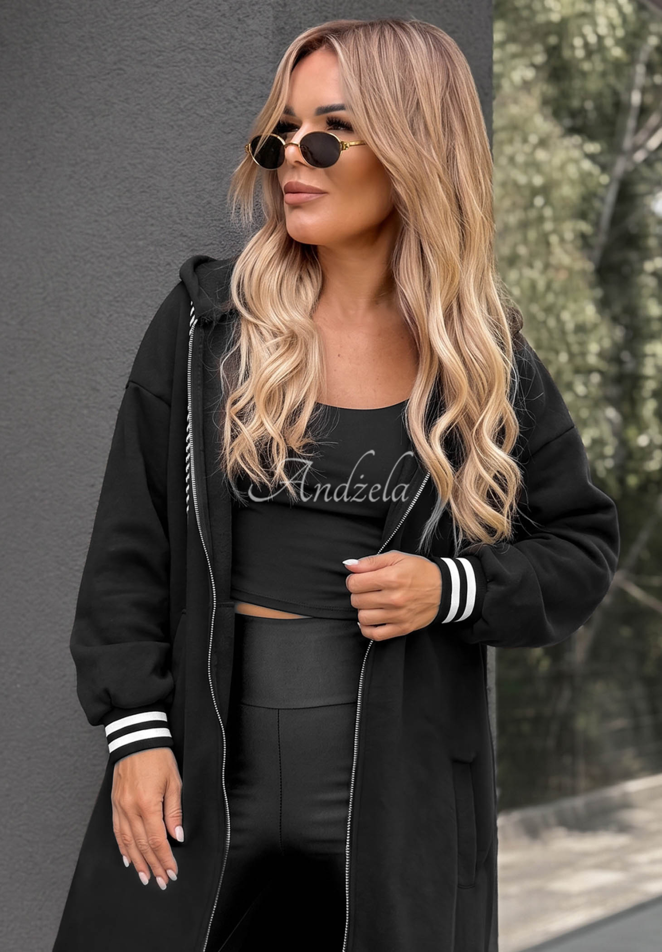 Dlhá oversize mikina s kapucňou Cozy Hour čierna