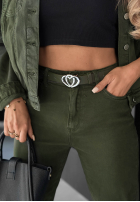 Nohavice džínosové mom fit More Than Ever khaki