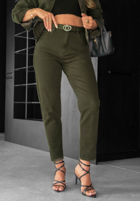 Dž&iacute;nsy mom fit More Than Ever khaki
