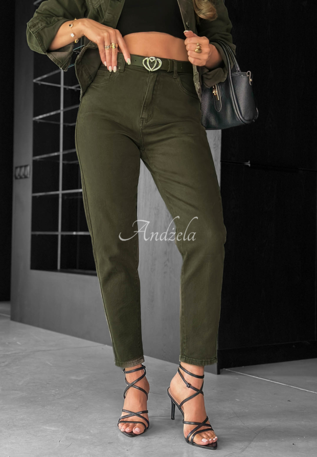 Dž&iacute;nsy mom fit More Than Ever khaki