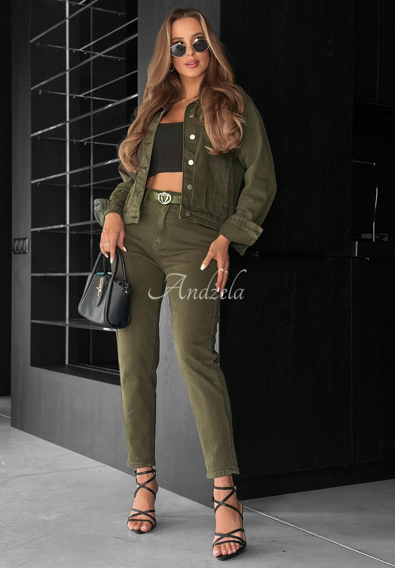 Džínsy mom fit More Than Ever khaki