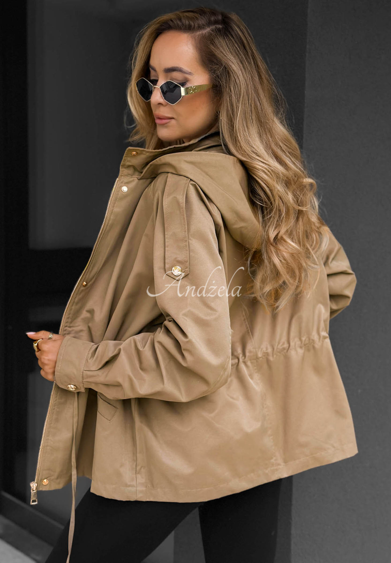 Ľahká bunda parka s kapucňou Street Glow béžová