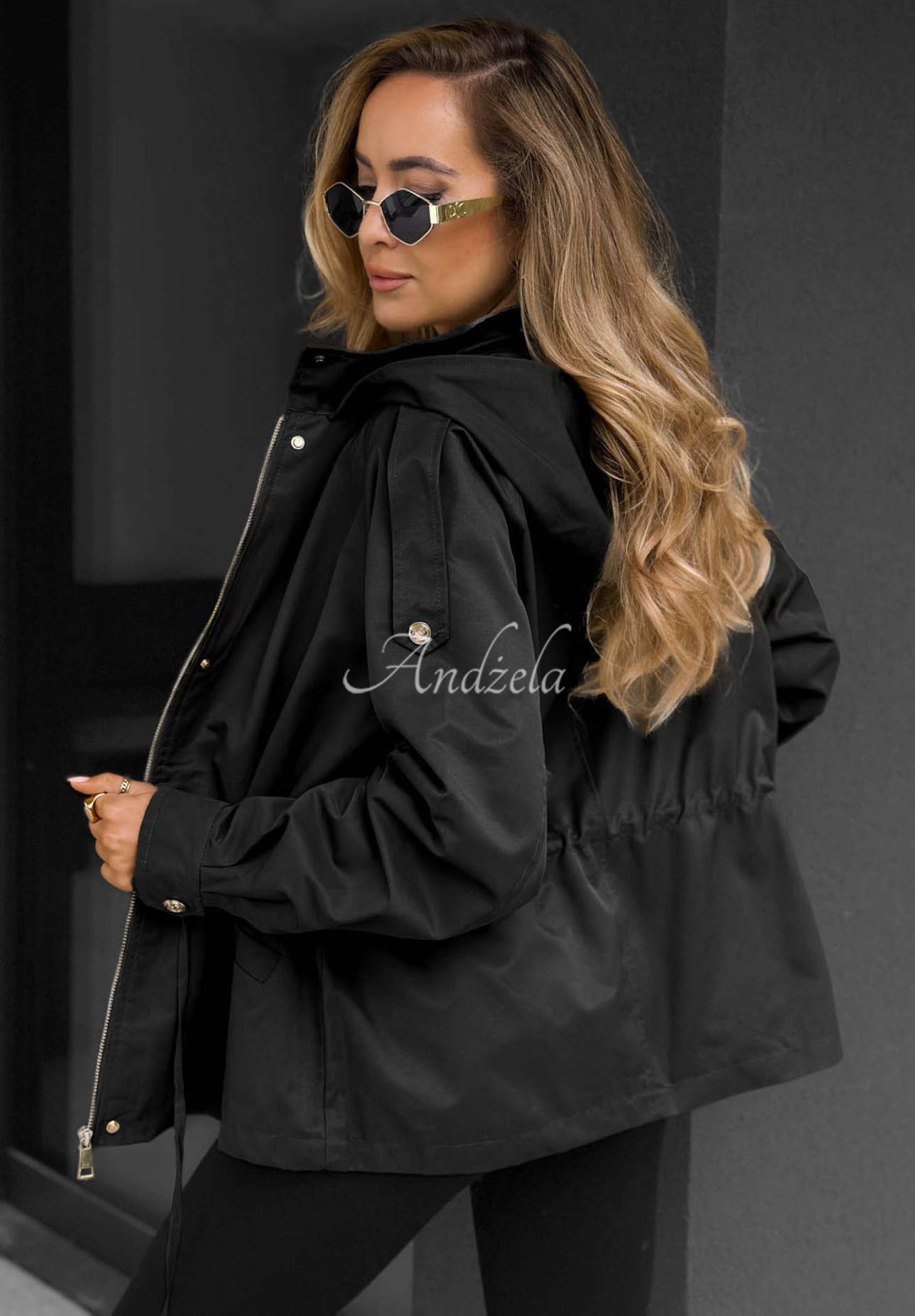 Ľahká bunda parka s kapucňou Street Glow čierna