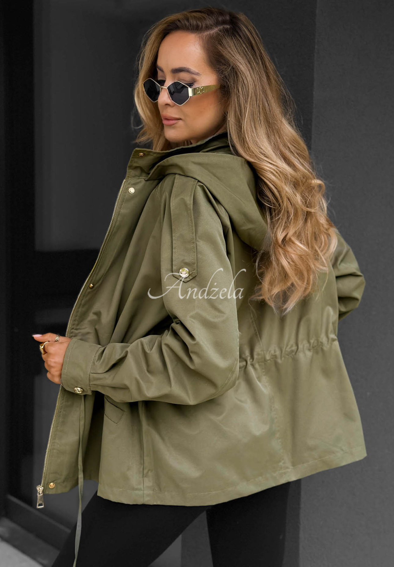 Ľahká bunda parka s kapucňou Street Glow khaki