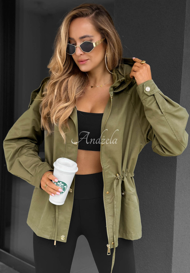 Ľahk&aacute; bunda parka s kapucňou Street Glow khaki