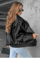 Skórzana  Bunda ze ściągaczem Amber Mood olivová