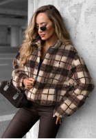Krátka Bunda baranek sherpa w kratę Teddy Jacket čokoládová