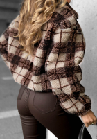 Krátka Bunda baranek sherpa w kratę Teddy Jacket čokoládová