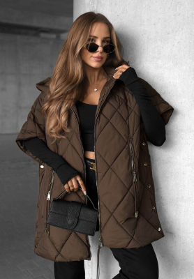 Prešívaná vesta oversize Daily Comfort čokoládová