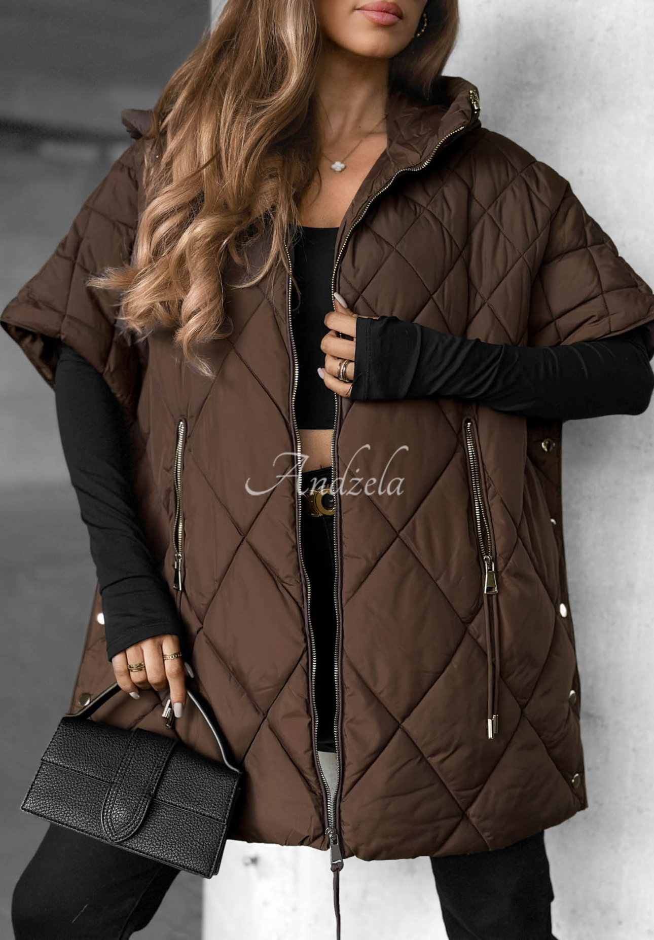 Prešívaná vesta oversize Daily Comfort čokoládová