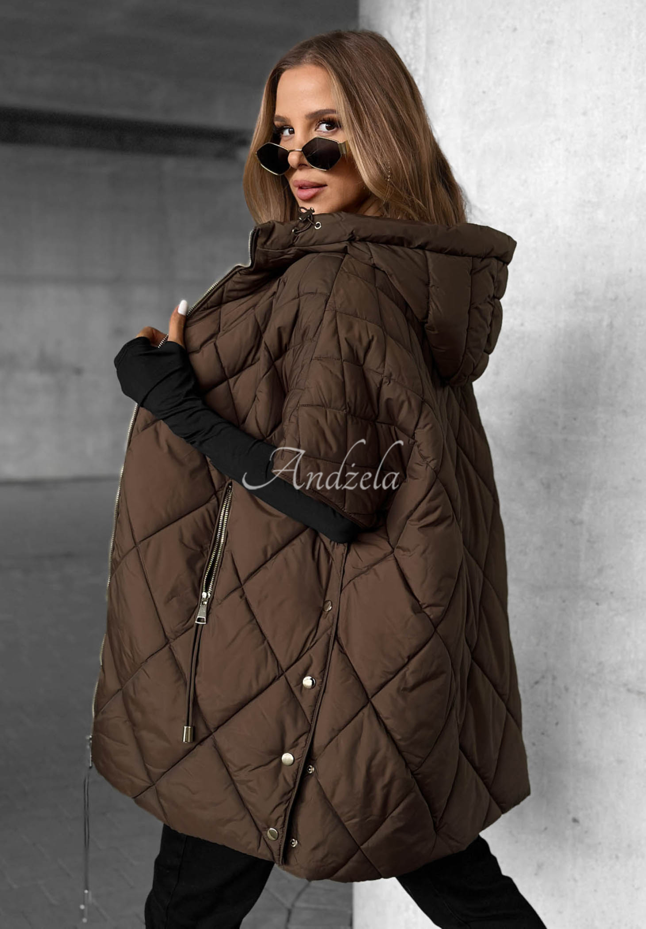 Prešívaná vesta oversize Daily Comfort čokoládová