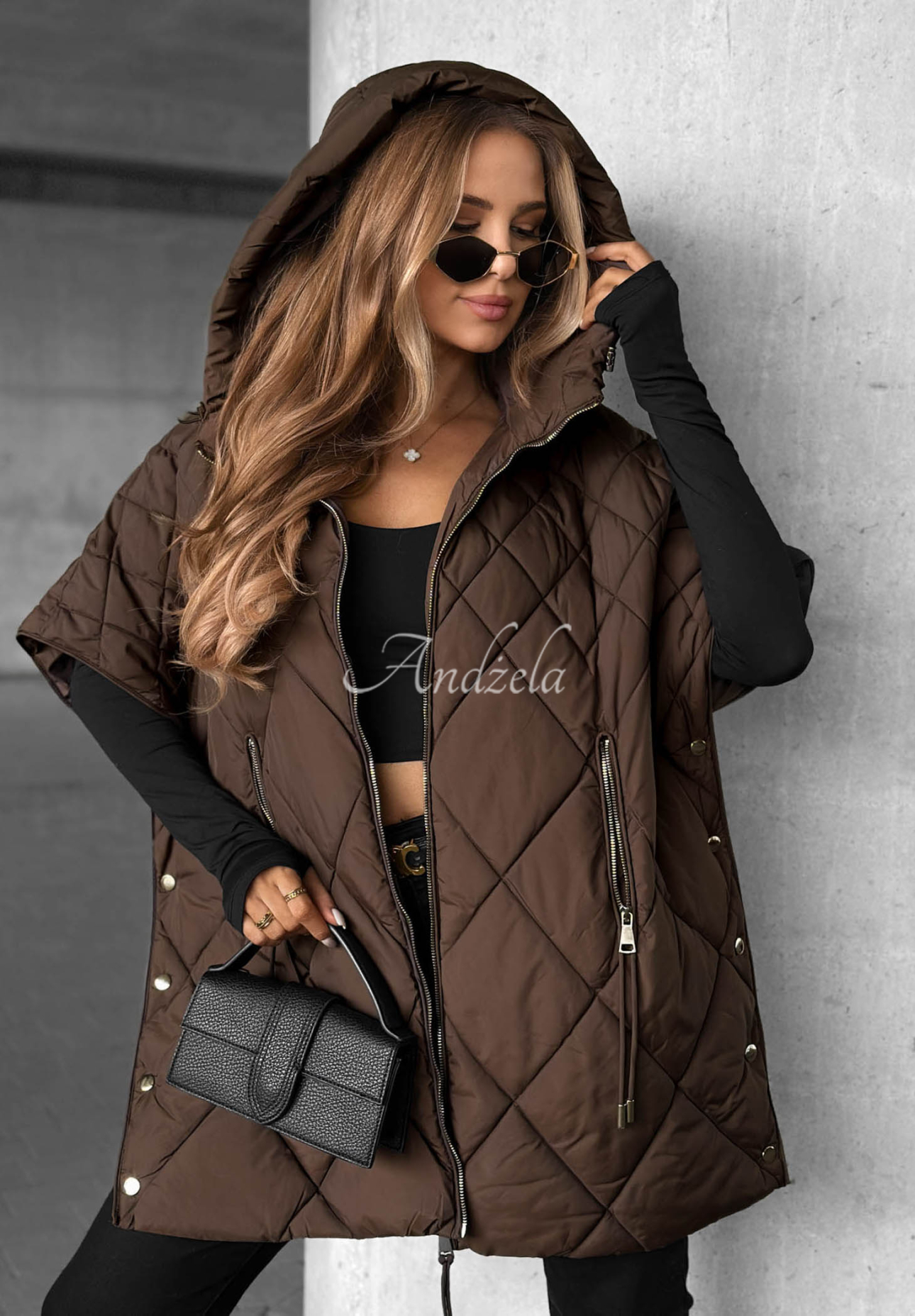 Prešívaná vesta oversize Daily Comfort čokoládová