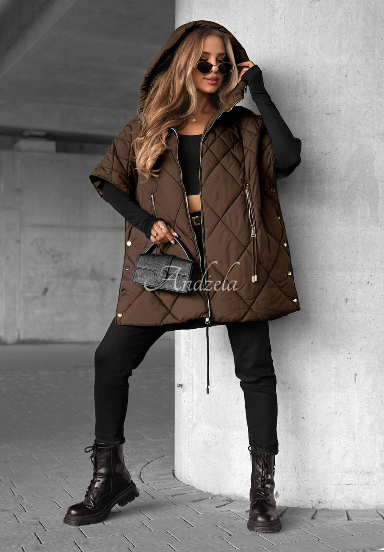 Prešívaná vesta oversize Daily Comfort čokoládová