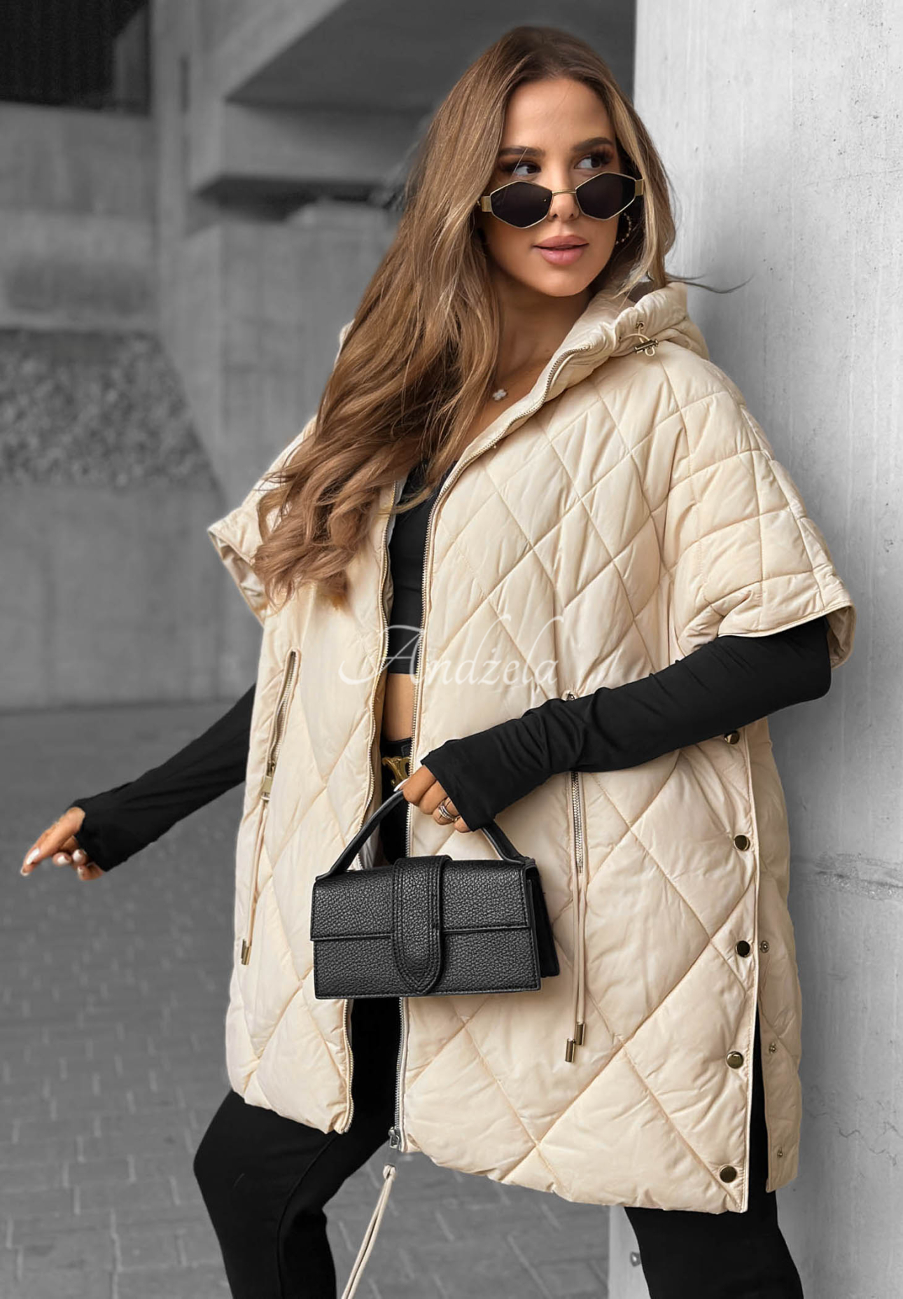 Prešívaná vesta oversize Daily Comfort svetlo béžový