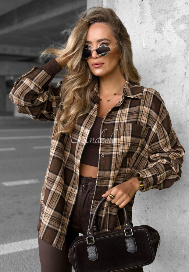 Dlh&aacute; k&aacute;rovan&aacute; ko&scaron;eľa Fall Edit čokol&aacute;dov&aacute;