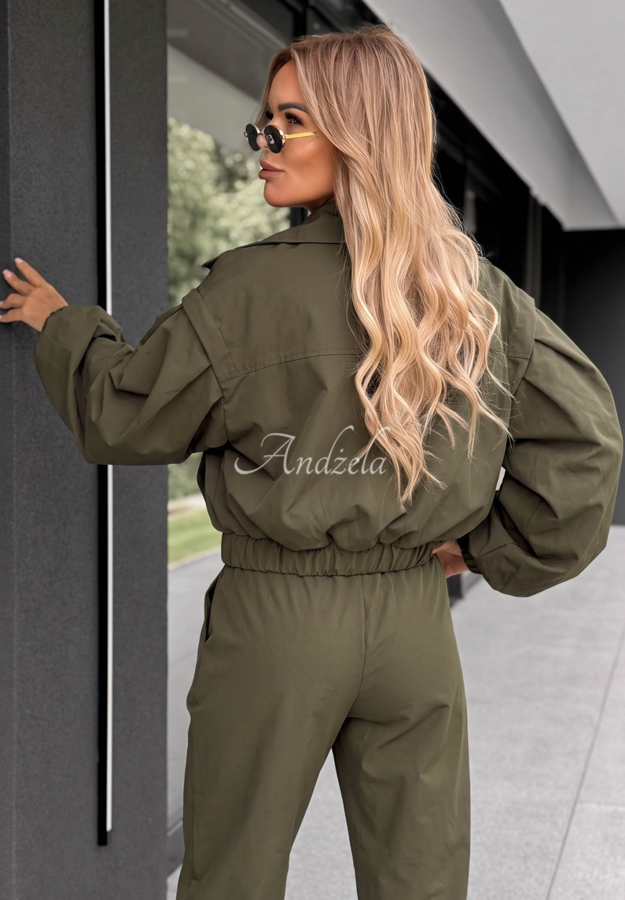 Krátky dvojradový kabát oversize Italian Winds khaki
