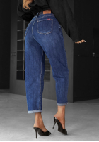 Nohavice džínosové mom fit Just My Type tmavomodré