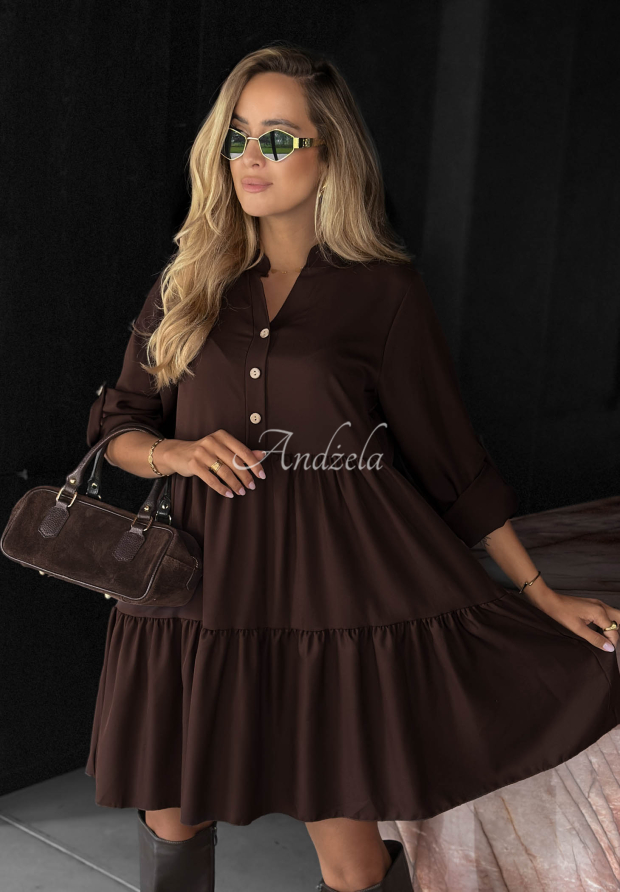 &Scaron;aty oversize s vol&aacute;nikmi s visk&oacute;zou Modern Charm čokol&aacute;dov&aacute;