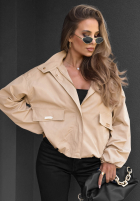 Krátka Bunda bomberka s kapucňou Street Chic béžová