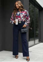 látkové Nohavice wide leg z paskiem Classy Mood béžové