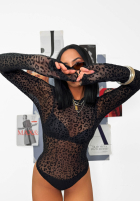 Siateczkowe body w panterkę La Milla Wild Couture čierne