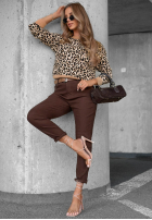 Krótki Sveter w panterkę Wild Grace ťavý