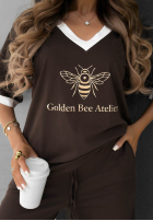 Bawełniany Tričko z nadrukiem Golden Bee Atelier čokoládový
