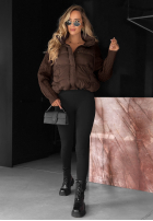 Puchowa Bunda z dzianinowymi wstawkami Never Leave čokoládová