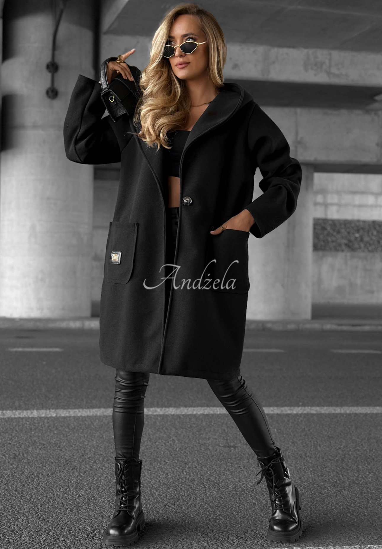 Dlhý kabát oversize s kapucňou Autumn Coat čierne