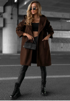 Dlhý Kabát oversize s kapucňou Autumn Coat čokoládový