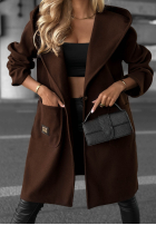 Dlhý Kabát oversize s kapucňou Autumn Coat čokoládový