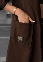 Dlhý Kabát oversize s kapucňou Autumn Coat čokoládový