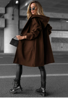 Dlhý Kabát oversize s kapucňou Autumn Coat čokoládový