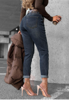 Nohavice džínosové loose fit z paskiem Just For Fun tmavomodré