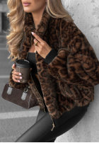 Krátka Bunda futerko w panterkę Cozy Leopard čierna