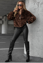 Krátka Bunda futerko w panterkę Cozy Leopard čierna