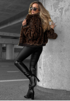 Krátka Bunda futerko w panterkę Cozy Leopard čierna