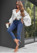 Nohavice džínosové skinny z paskiem Lost Again tmavomodré